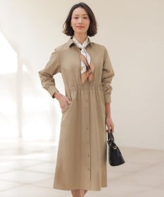 J.PRESS LADIES 【WEB限定カラーあり】TC ライトタンブラー シャツワンピース ベージュ系