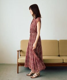YECCA VECCA チェック柄ボウタイプリーツワンピース