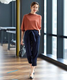 Tiaclasse 【洗える】スリットパールテーパードパンツ