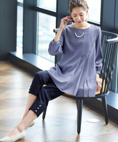 Tiaclasse 【洗える】スリットパールテーパードパンツ