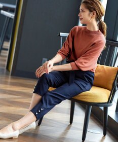 Tiaclasse 【洗える】スリットパールテーパードパンツ