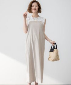 23区 【洗える】リネンレーヨンストレッチ  Iライン キャミソール ワンピース