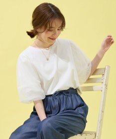 ANY チュールコンビパフスリーブプルオーバー