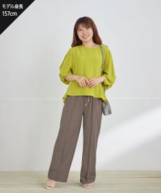 Tiaclasse L 【接触冷感・洗える】イージーカットソーピンタックパンツ