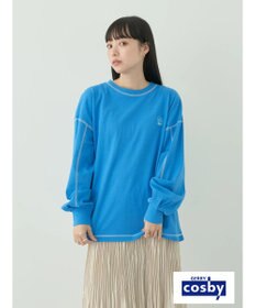 earth music&ecology Ｃｏｓｂｙ×ｅａｒｔｈ　配色ステッチロングＴシャツ