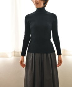 muuc 〈洗えるニット〉〈肌に優しいニット〉〈カシミヤ×シルク×ウール〉〈通年着られるニット〉リブ編みタートルネックニットプルオーバー