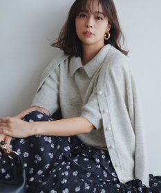 組曲 【加藤ローサさん着用 / 襟取り外し可】スパンコールヤーン 5分袖ニット