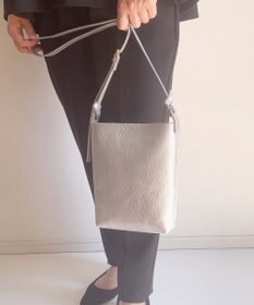 Hekhèr Le Style de Vie 新素材・新色追加【日本製】シュリンクレザー ショルダーバッグ シルバー