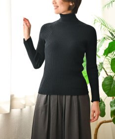 muuc 〈洗えるニット〉〈肌に優しいニット〉〈カシミヤ×シルク×ウール〉〈通年着られるニット〉リブ編みタートルネックニットプルオーバー