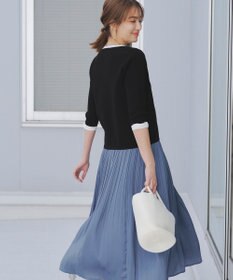 Tiaclasse 【洗える】リボン袖配色ニットトップス