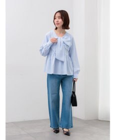 Te chichi リボンディテールペプラムブラウス