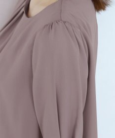 Tiaclasse L 【洗える】リボン付きタックスリーブチュニックブラウス