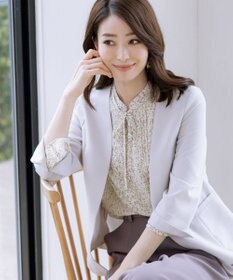 Tiaclasse 【新色追加・洗える】フレアスリーブ花柄リボンブラウス