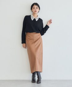 YECCA VECCA レザーライクナロースカート