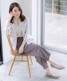 Tiaclasse 【新色追加・洗える】フレアスリーブ花柄リボンブラウス