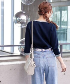 Tiaclasse 【洗える】リボン袖配色ニットトップス