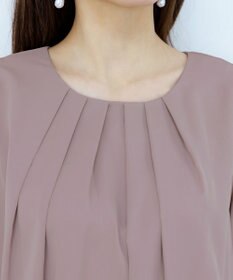 Tiaclasse L 【洗える】リボン付きタックスリーブチュニックブラウス