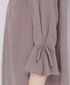 Tiaclasse L 【洗える】リボン付きタックスリーブチュニックブラウス