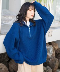 WEGO ルーズフィットハーフZIPプルオーバー