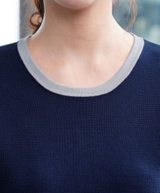 Tiaclasse 【洗える】リボン袖配色ニットトップス