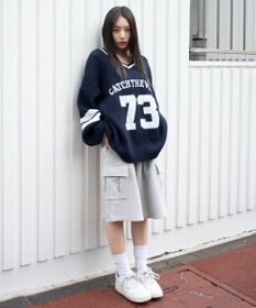 WEGO 【25年秋冬新作】フラッフィーVネックニットBIGプルオーバー