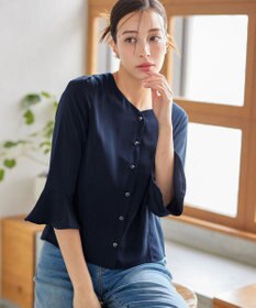 Tiaclasse 【洗える】ハートネックフレア袖ブラウス