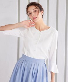 Tiaclasse 【洗える】ハートネックフレア袖ブラウス