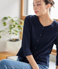 Tiaclasse 【洗える】ハートネックフレア袖ブラウス