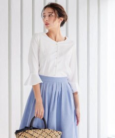 Tiaclasse 【洗える】ハートネックフレア袖ブラウス