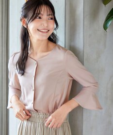 Tiaclasse 【洗える】ハートネックフレア袖ブラウス