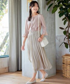 Tiaclasse 【洗える】ハートネックフレア袖ブラウス