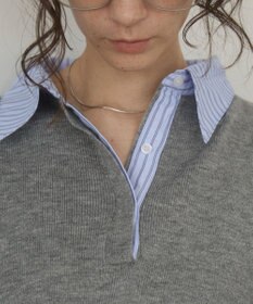 WEGO 【ANGIE VINTAGE】シャツ襟 ドッキング　フェイクレイヤード ニット トップス