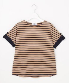 J.PRESS LADIES L 【一枚で着映え】バイカラーボーダー クルーネック カットソー キャメル系