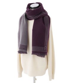 MOONBAT FURLA ウール100%リバーシブルジャカードマフラー/幅40cm