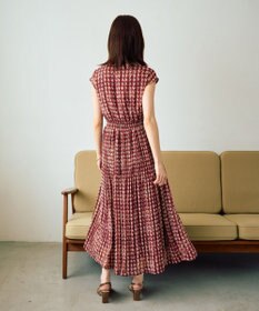YECCA VECCA チェック柄ボウタイプリーツワンピース