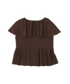 earth music&ecology チェックラッフルカラーペプラムカットブラウス