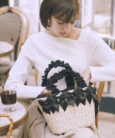 Maison de FLEUR 【2Way】フリルハンドルメイズリボン2Wayカゴバッグ