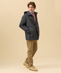 J.PRESS MEN 【オンオフ兼用 / ストレッチ / 撥水 / 洗える】トリコット3レイヤーバルマカンショートコート / フードデタッチャブル