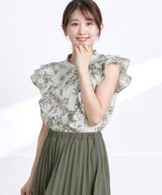 Tiaclasse 【新色追加・洗える】花柄フリルシャツブラウス