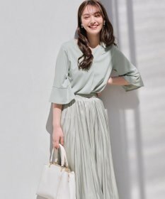 ANY SIS 【接触冷感・吸水速乾・UVケア】エアリードレープスムース 七分袖 ブラウス