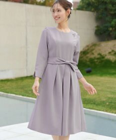 Tiaclasse L 【セレモニー・新色追加】アシメリボンベルトフレアワンピース