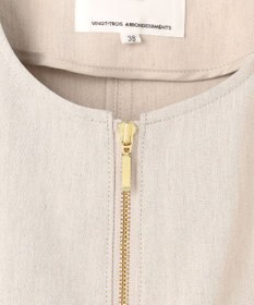 23区 リネンレーヨンストレッチ ノーカラー ブルゾン