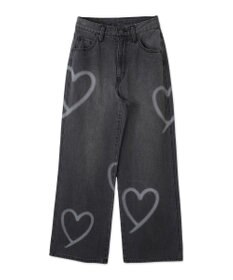 WEGO スプレーペイントストレートデニムパンツ