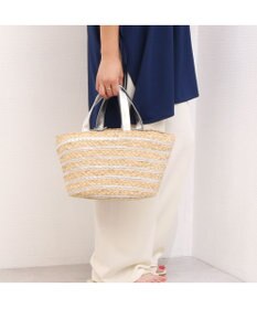 UNBILLION カシュカシュ cachecache / メタリックボーダーラフィアカゴバッグ