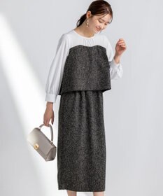 ANY SIS L 【洗える】ツイードコンビ ワンピース