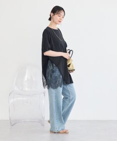earth music&ecology アシメレースビッグTシャツ