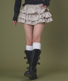 WEGO スタッズフリルティアードミニスカパン