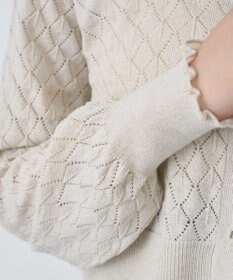 earth music&ecology シアースカラップ透かし編みカーディガン