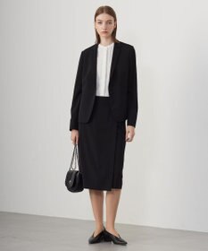 ICB L 【UVケア・速乾・洗える】BackSatinAmunzen バンドカラーブラウス