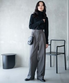 WEGO 【手洗い可】ハイウエストセンタープレスワイドパンツ